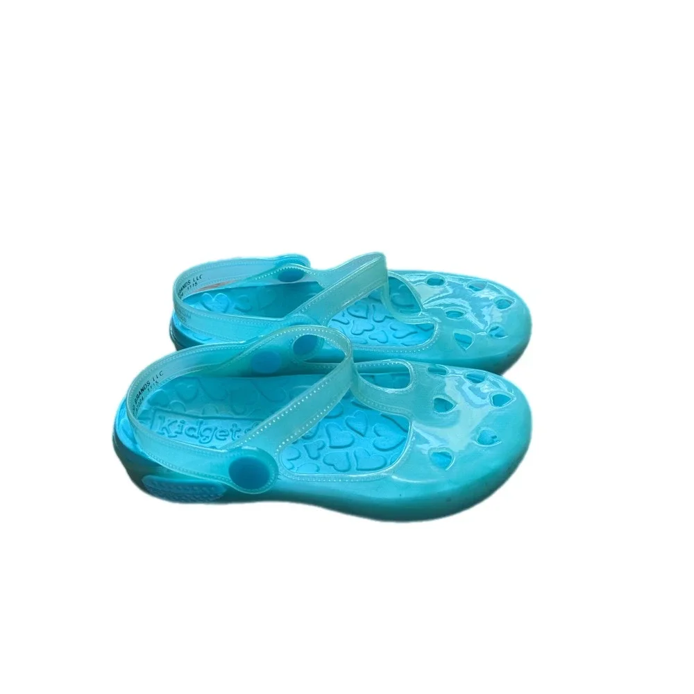 Kidgets Jelly Mary Jane Kids Size 9 Turquoise Excellent Heart Cutout Water Shoes